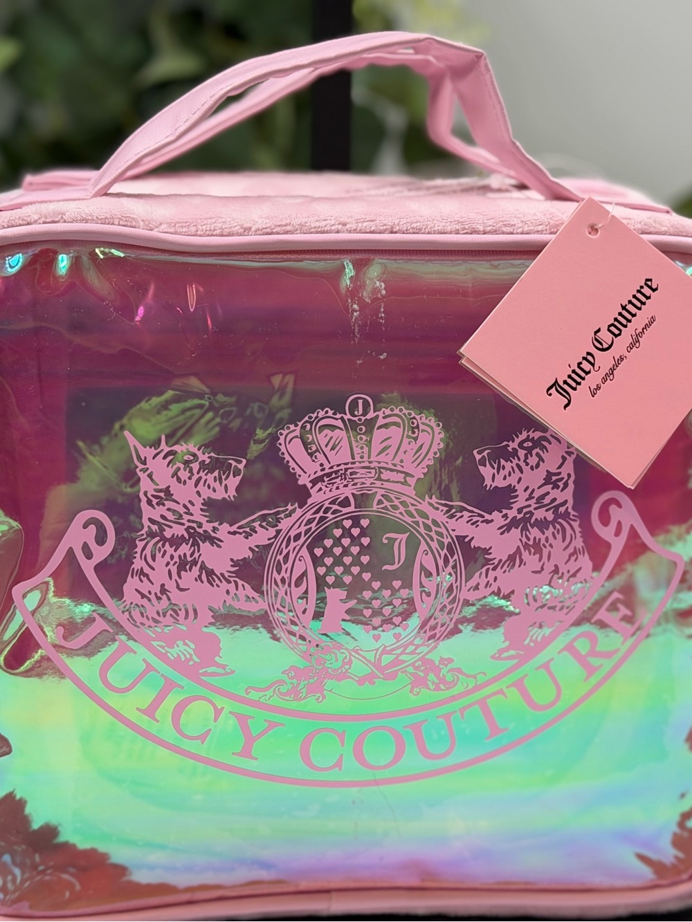 Juicy Couture Pink Iridescent Cosmetic Bag Travel Case TikTok Viral NWT